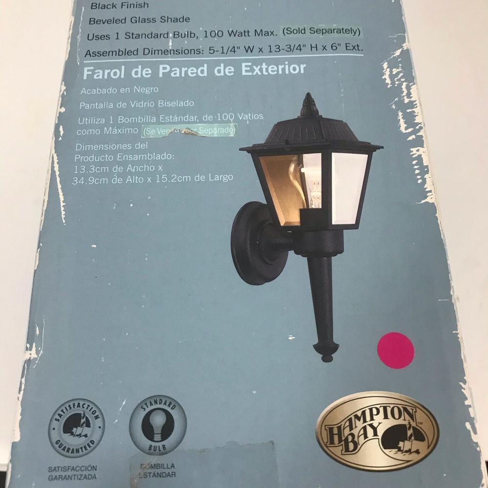 Hampton Bay Black Exterior Wall Lantern new